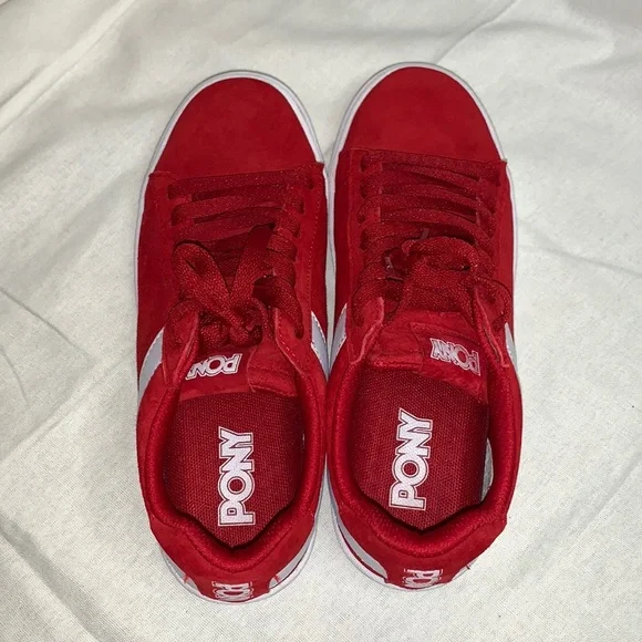 Women's PONY Classic Low Red Suede Shoes Size 7.5 - Picture 11 of 13